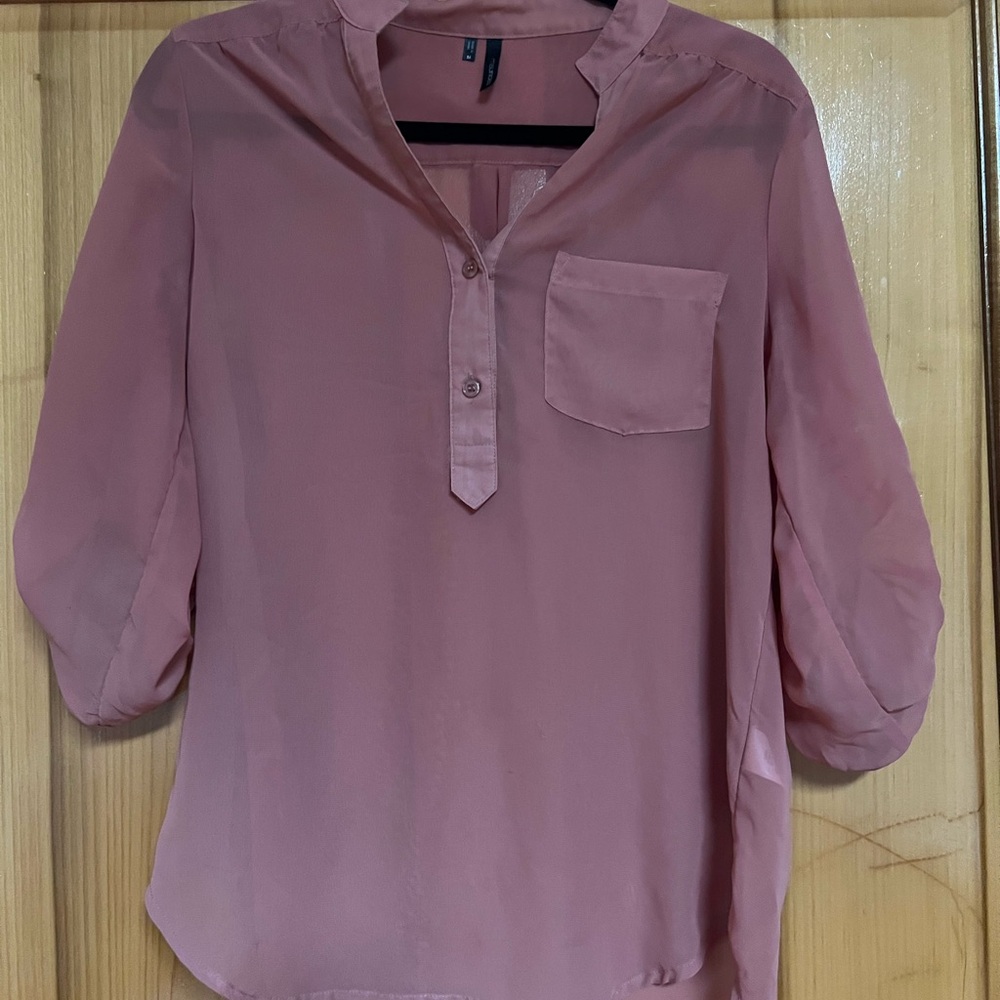 Maurices Mauve Blouse with Pocket Detail